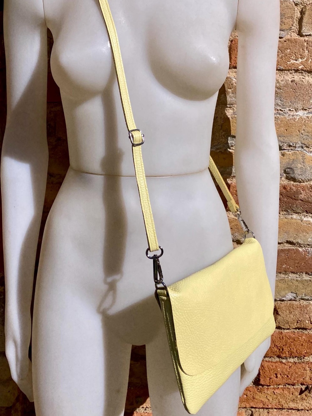 Butter yellow crossbody purse made in Italy
